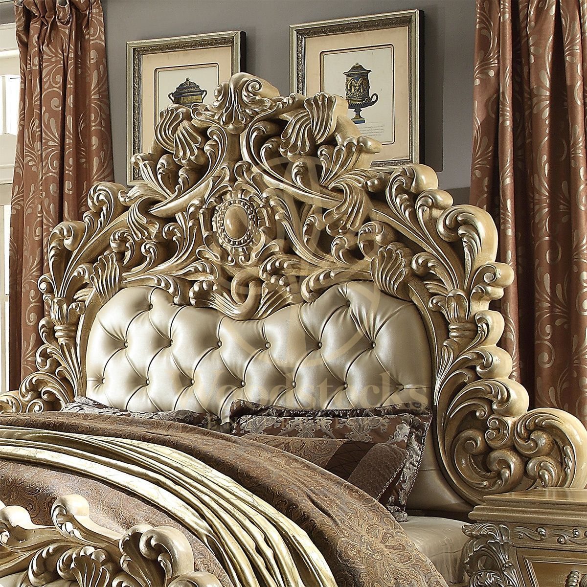 Teak Antique Silver 5-Piece King Size Bed II, view 4