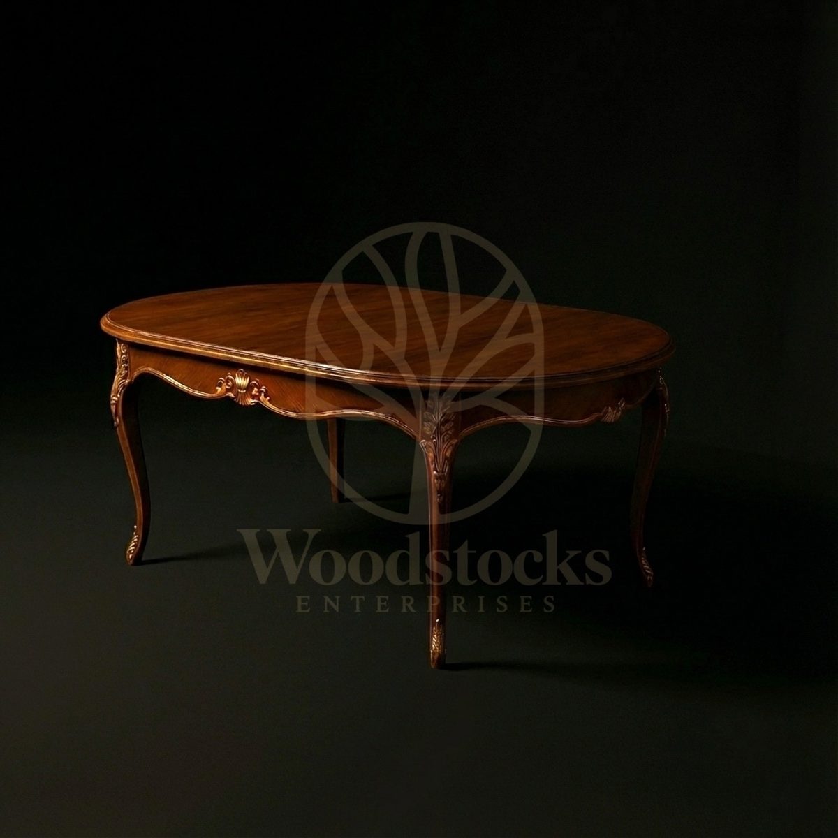 Royal Hand Carved Teak Whispers of the Petit Trianon Rococo Dining Ensemble, Saharanpur, view 3