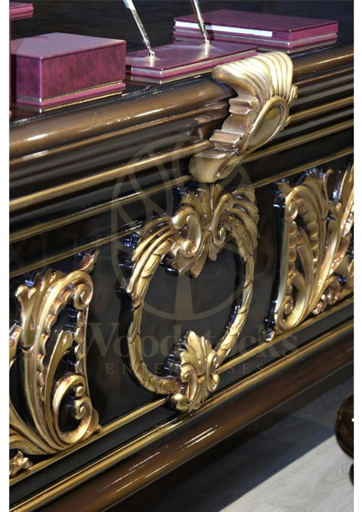 Royal Hakan Hand Carved Teak Office Table, Saharanpur, view 6