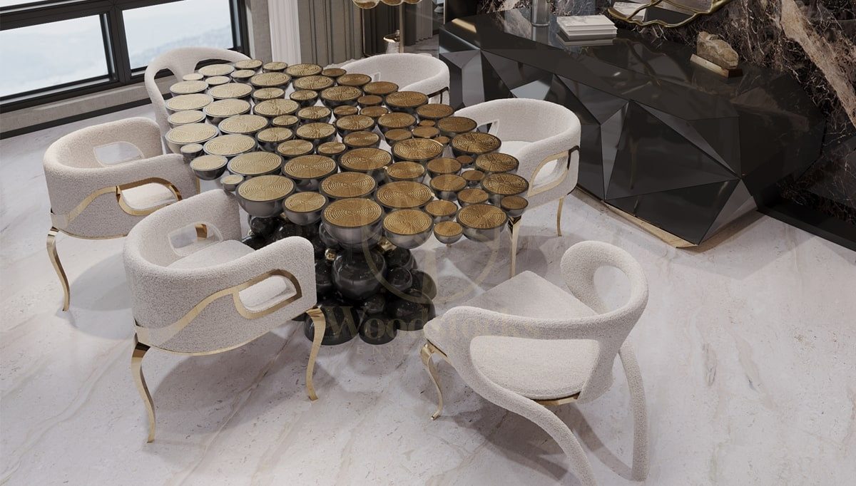 Luxury Nateva Handcrafted Teak Dining Table Set, Saharanpur, view 3