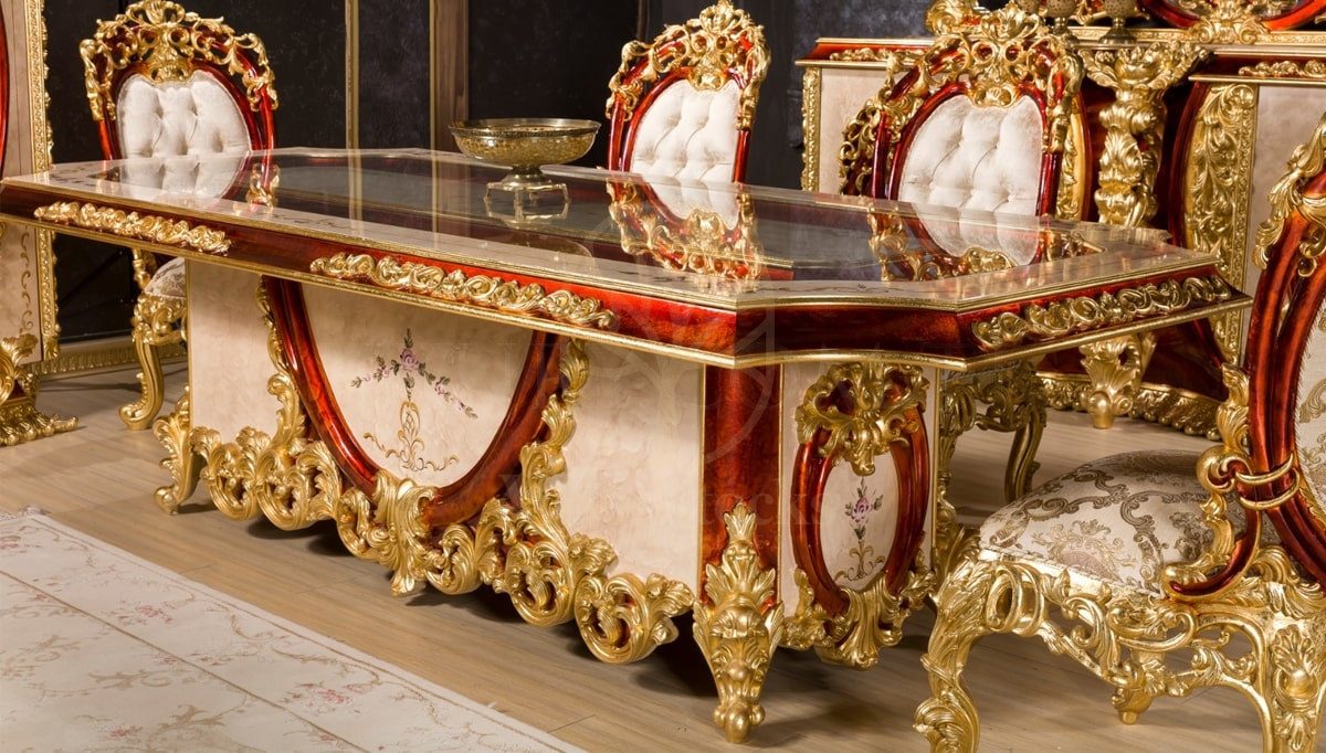 Royal Armagan Hand Carved Teak Dining Table Set, Saharanpur, view 2