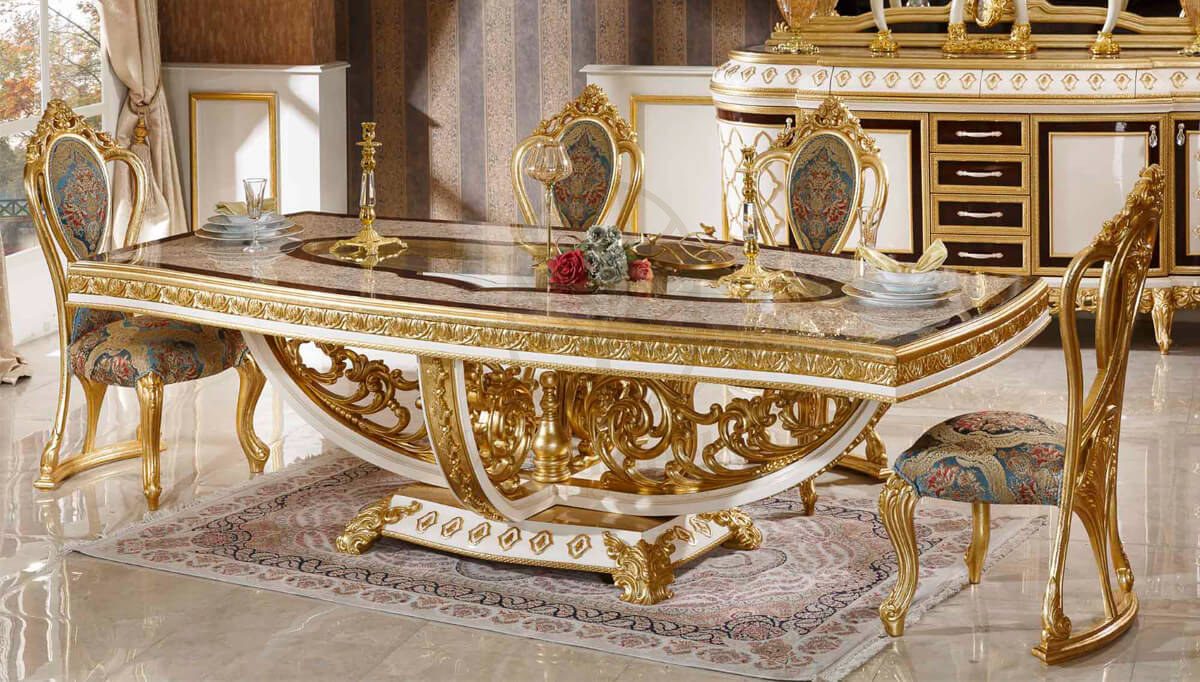 Royal Sultanahmet Hand Carved Teak Dining Table Set II, Saharanpur, view 5