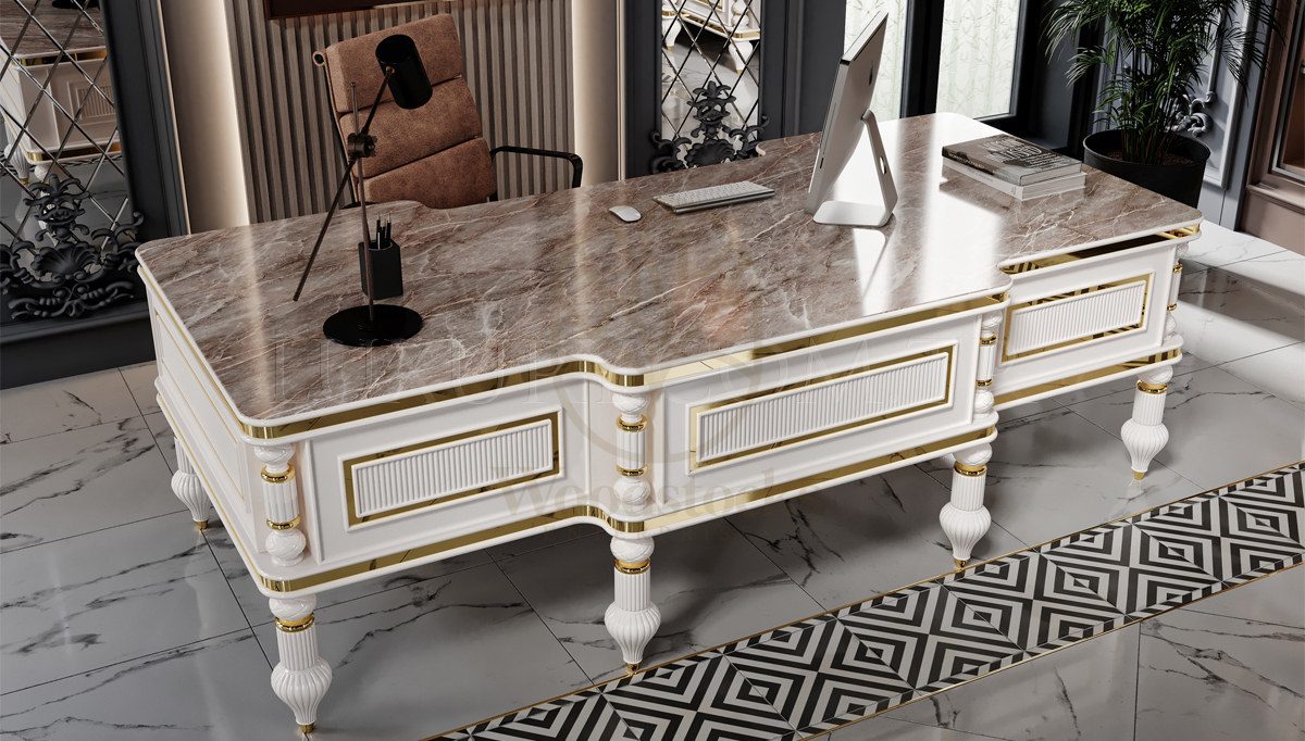 Luxury Perla Handcrafted Teak Office Table, Saharanpur, view 2