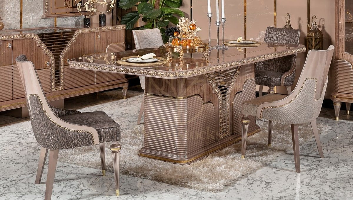 Royal Uzay Hand Carved Teak Dining Table Set, Saharanpur, view 2