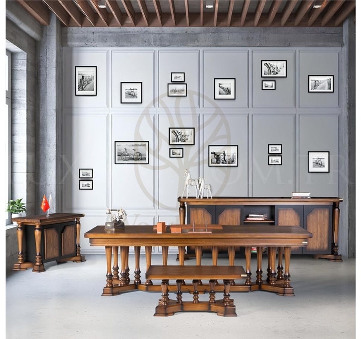 Royal Selbit Hand Carved Teak Office Table, Saharanpur, view 3