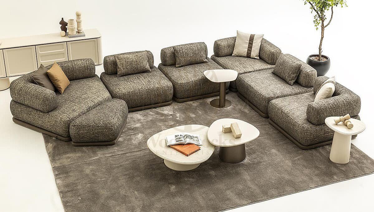 Luxury Portofino Handcrafted Teak L-Shape Sofa, Saharanpur, view 2