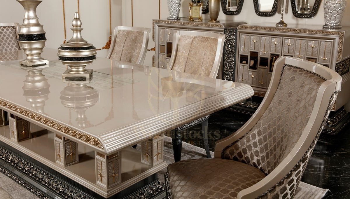 Royal Pars Hand Carved Teak Dining Table Set, Saharanpur, view 4