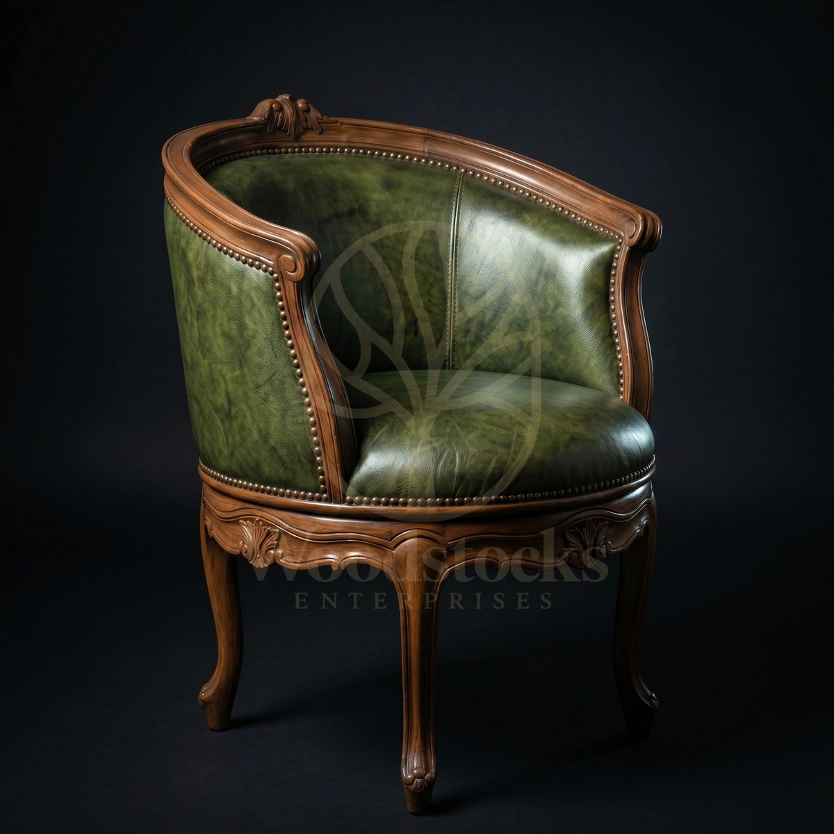 Royal Teak Toulouse Louis XV Provincial Bergère, Saharanpur, Living Room Chair