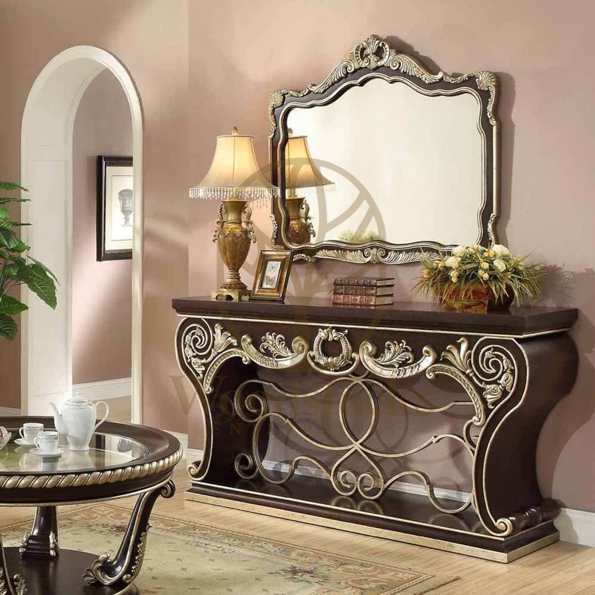 Teak Sleek Cherry Console Table, alternate view