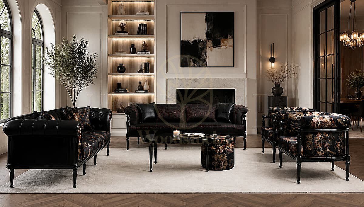 Luxury Asus Leather Handcrafted Teak Sofa Set, Saharanpur, Sofa Set