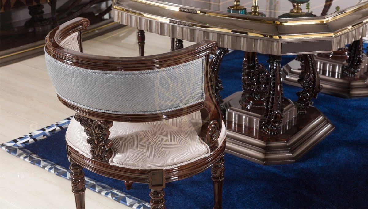Royal Delano Hand Carved Teak Dining Table Set II, Saharanpur, view 2