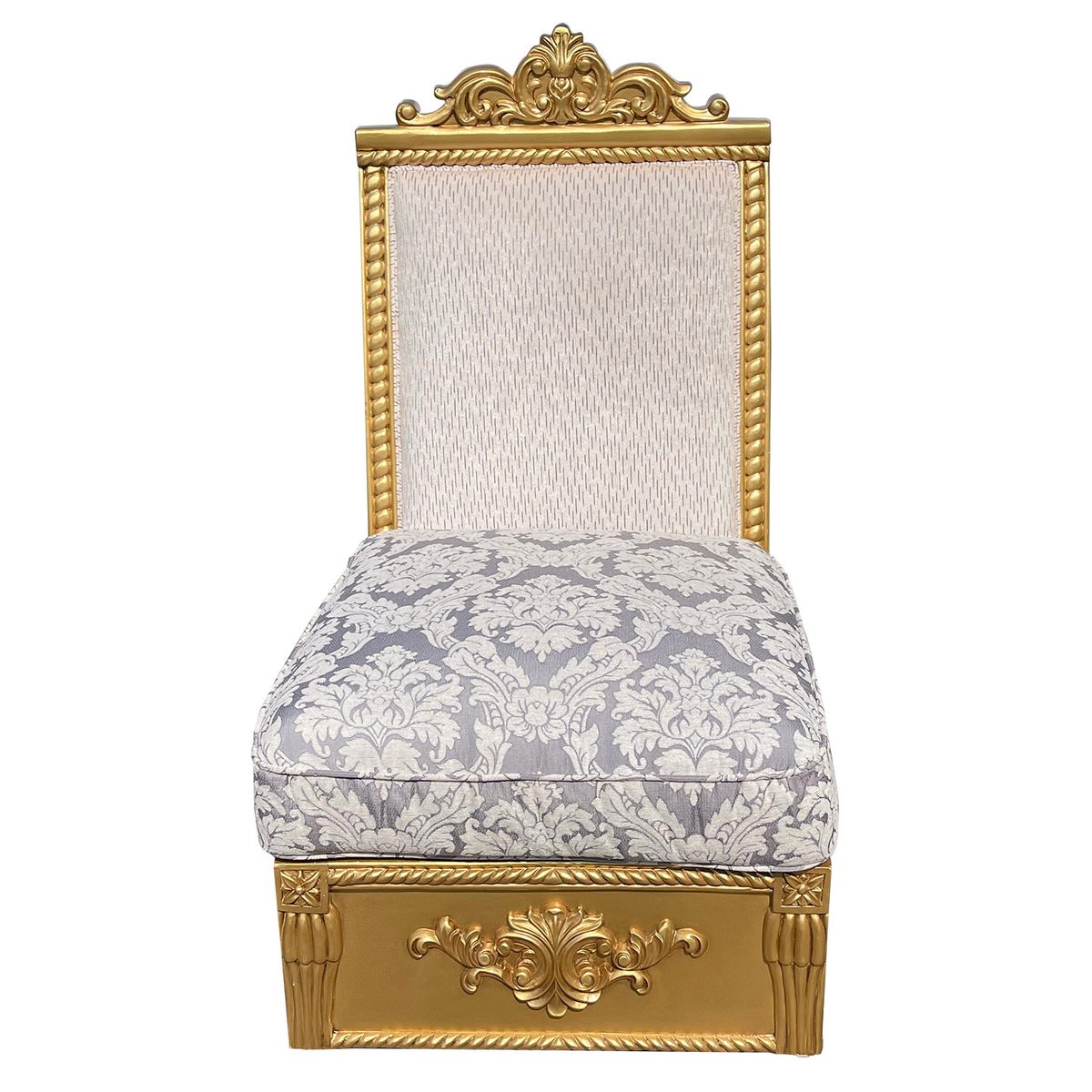 WSE High Quality Teak Wood Carved Antique Gold Bedroom Chair II, Bedroom Chair