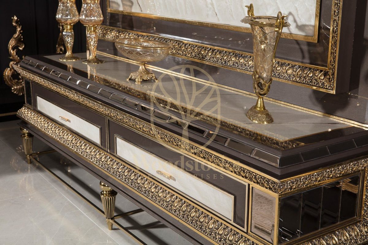 Teak Imperial Black and Silver TV Cabinet, view 3