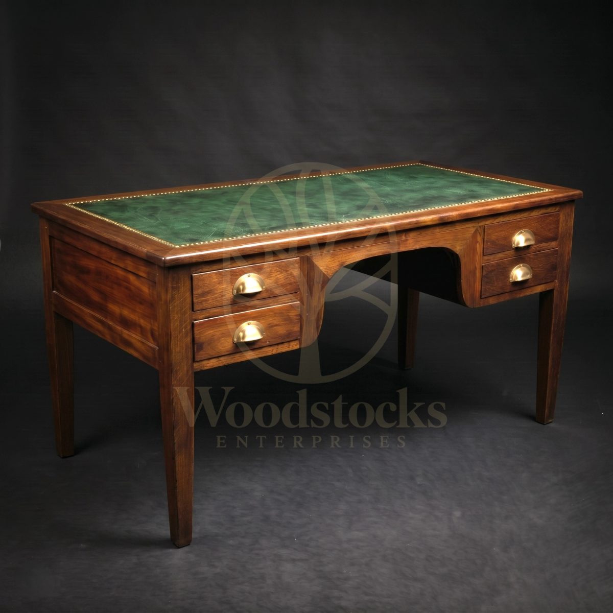 Luxury Teak Cambridge Georgian Revival Leather-Top Desk, Saharanpur, Office & Study Table
