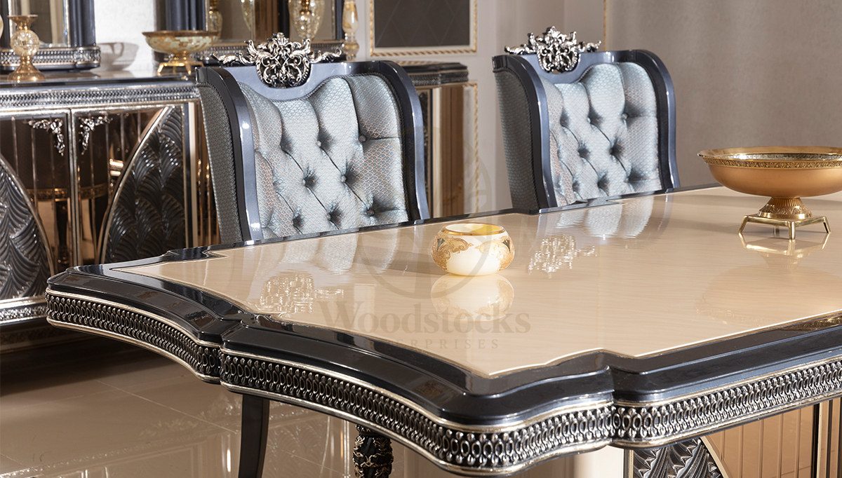 Royal Vanesa Hand Carved Teak Dining Table Set II, Saharanpur, view 7