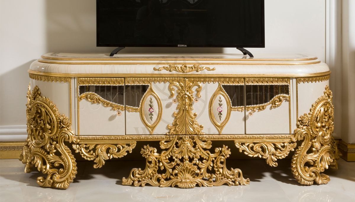 Royal Ayasofya Hand Carved Teak TV Cabinet II, Saharanpur, TV Cabinet
