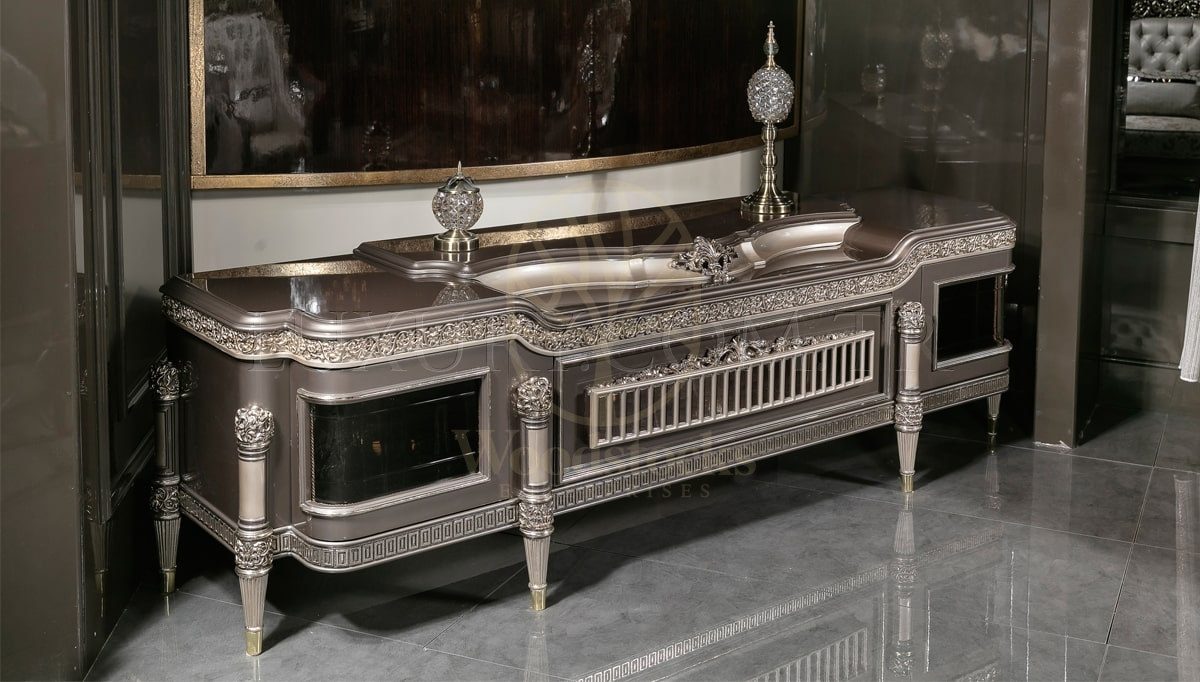 Royal Parla Hand Carved Teak TV Cabinet, Saharanpur, view 2