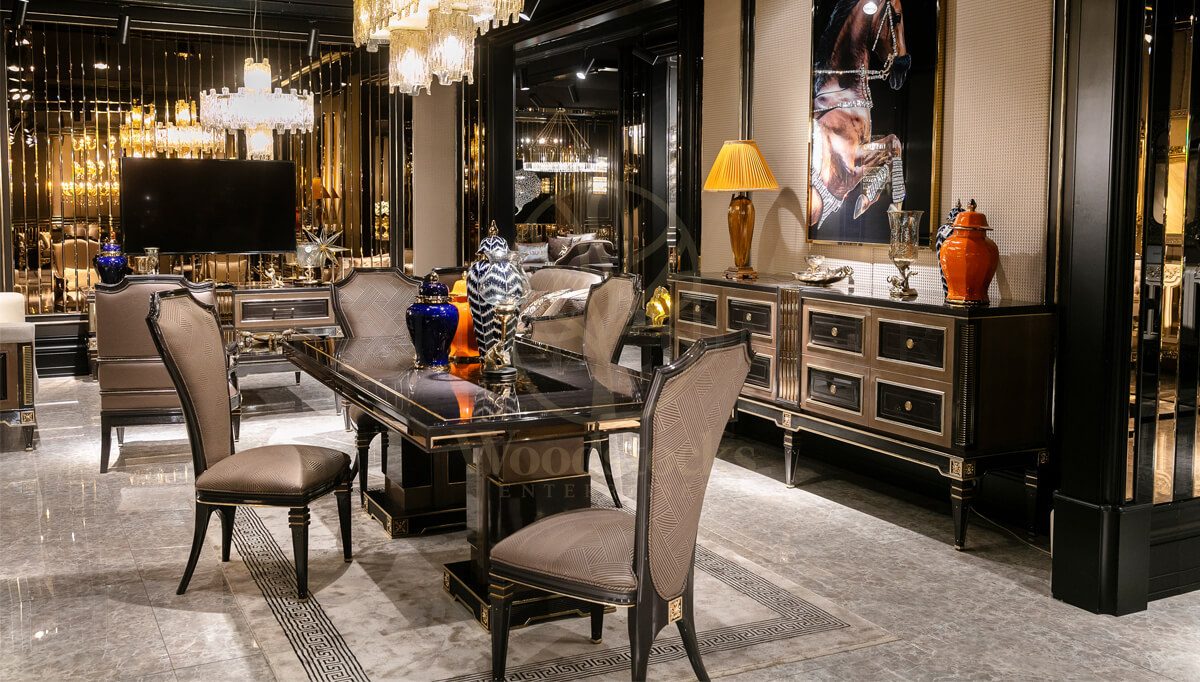 Luxury Caserta Handcrafted Teak Dining Table Set, Saharanpur, Dining Table