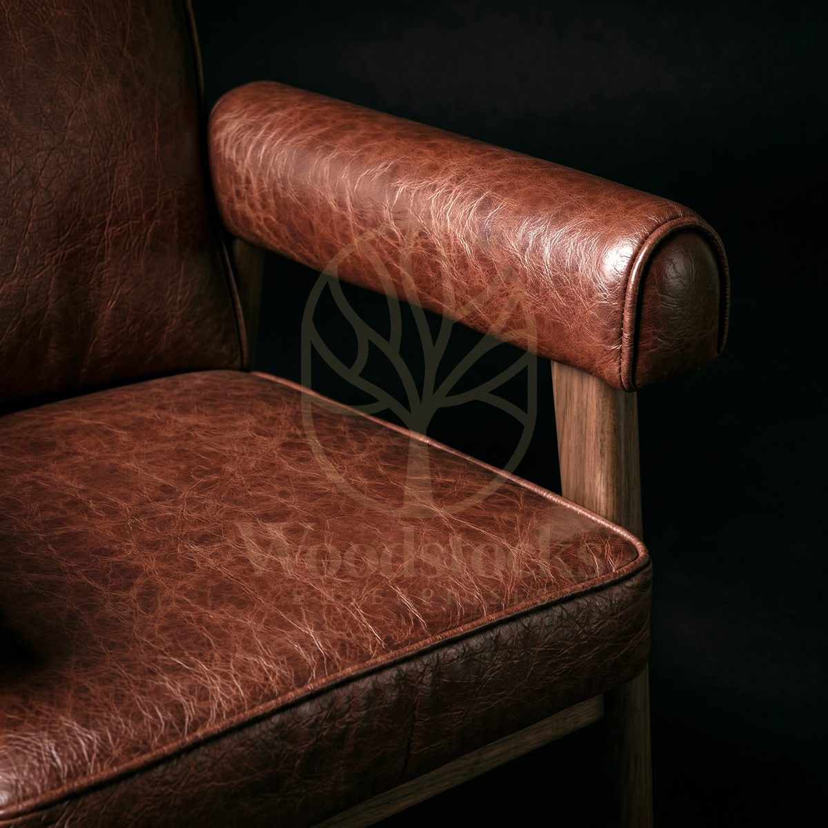 Luxury Teak PJ Modernist Leather Armchair, Saharanpur, view 3