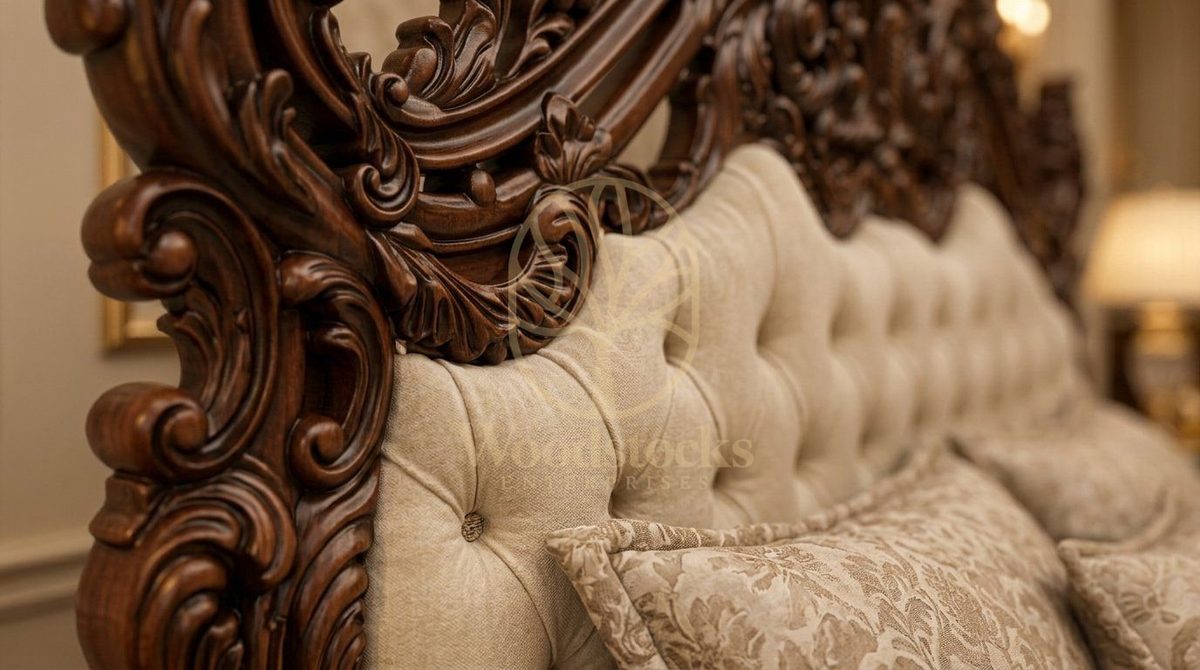 Maharaja Luxury Hand-Carved Teak King Bed II, view 5