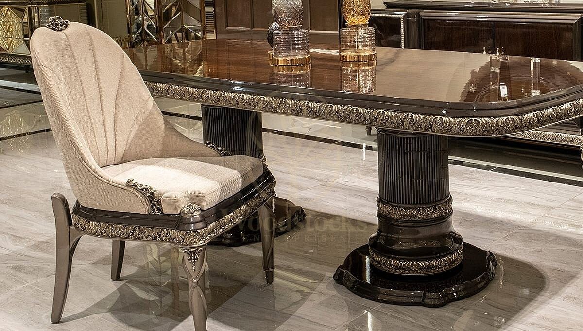 Royal Asteron Hand Carved Teak Dining Table Set, Saharanpur, view 4