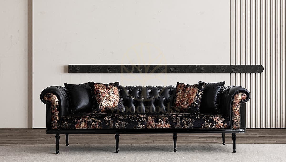 Luxury Asus Leather Handcrafted Teak Sofa Set, Saharanpur, view 3
