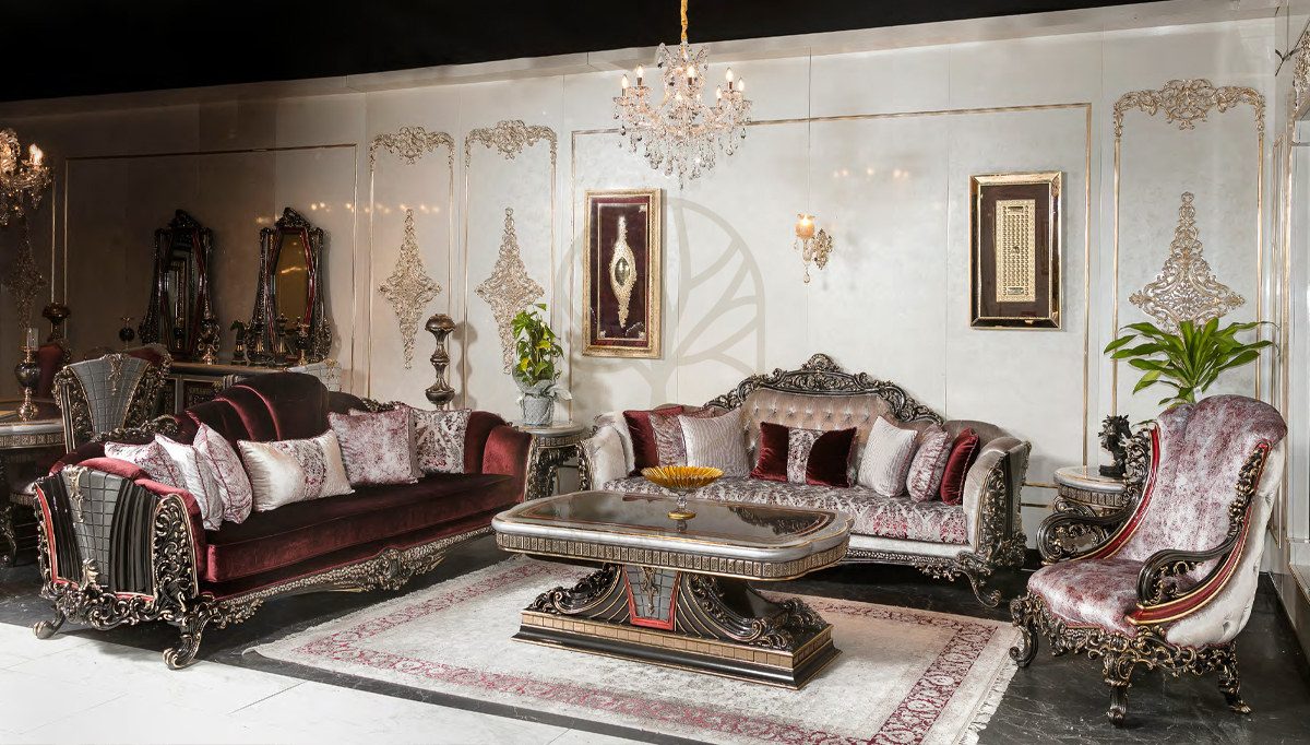 Royal Morocco Hand Carved Teak Sofa Set, Saharanpur, Sofa Set