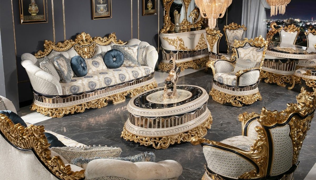 Royal Bilbao Hand Carved Teak Sofa Set, Saharanpur, Sofa Set