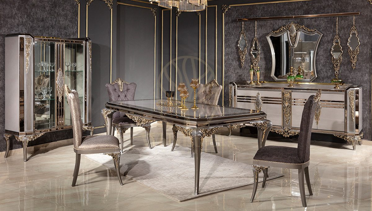 Royal Rabesa Hand Carved Teak Dining Table Set, Saharanpur, Dining Table