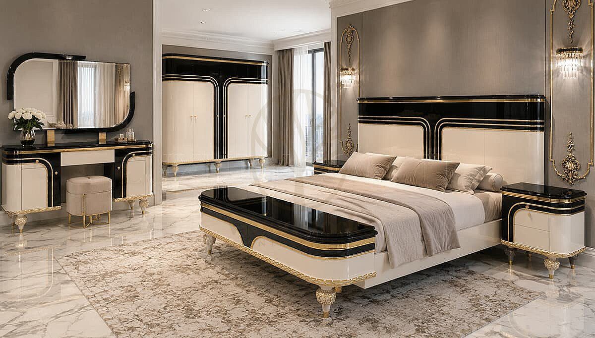 Luxury Montella White Black Handcrafted Teak King Size Bed, Saharanpur, view 2