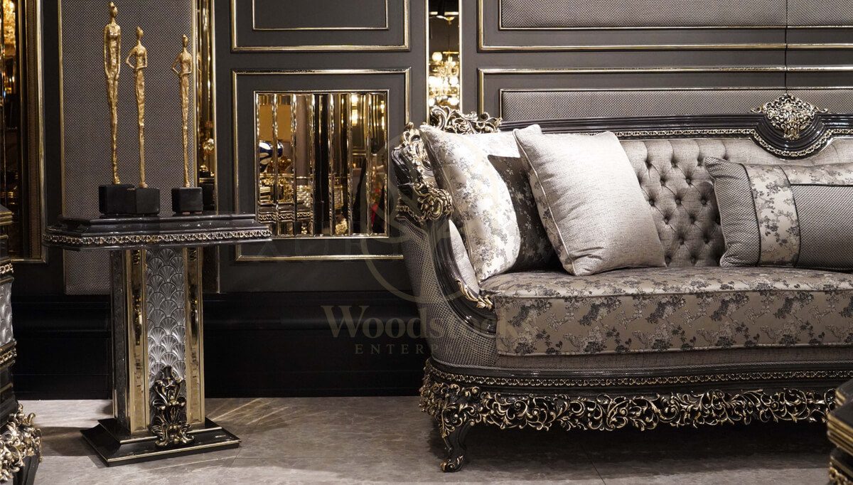 Royal Bergama Chesterfield Hand Carved Teak Sofa Set, Saharanpur, view 6