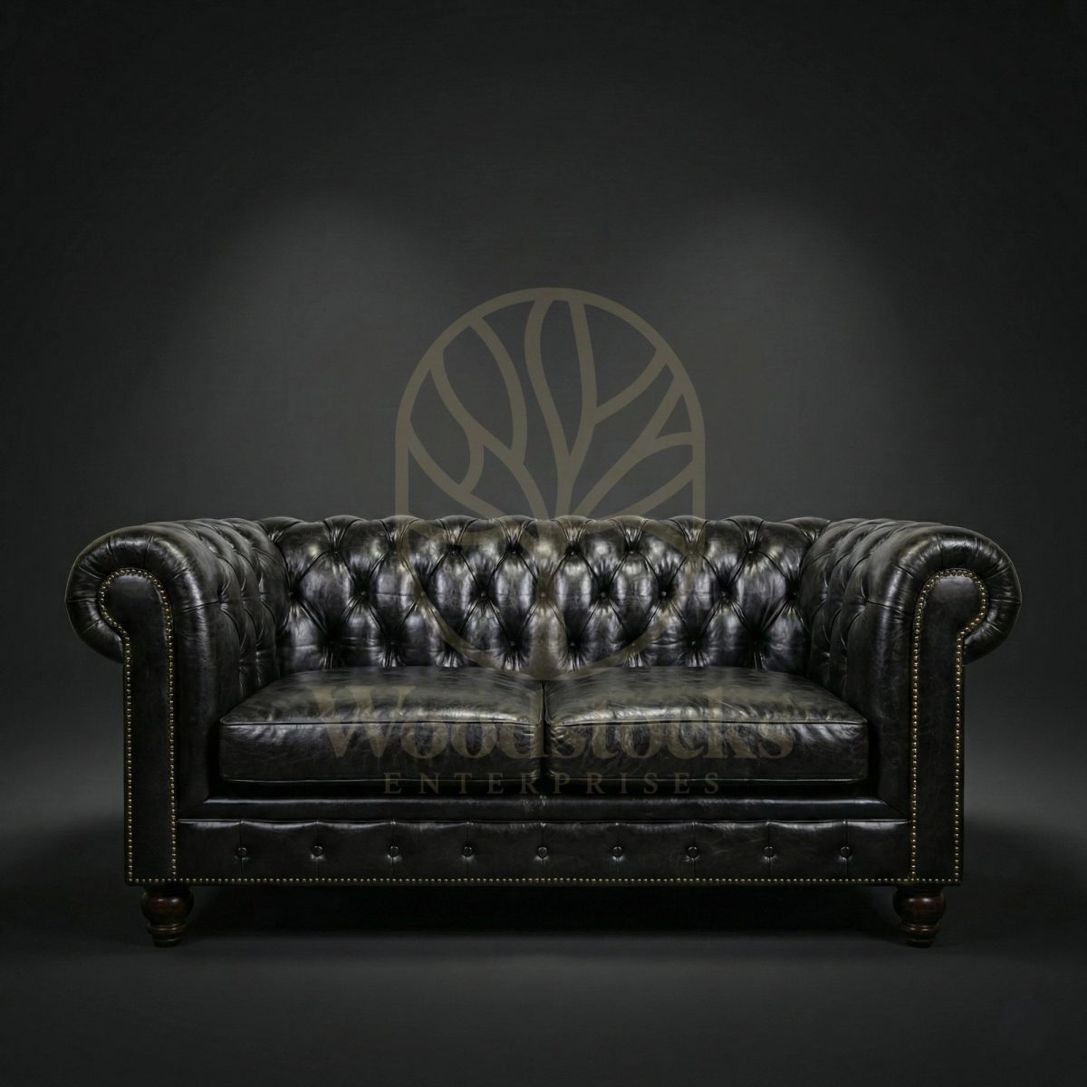 Luxury Teak Savoy Club Chesterfield Leather 2 Seater Sofa, Saharanpur, Sofa Set