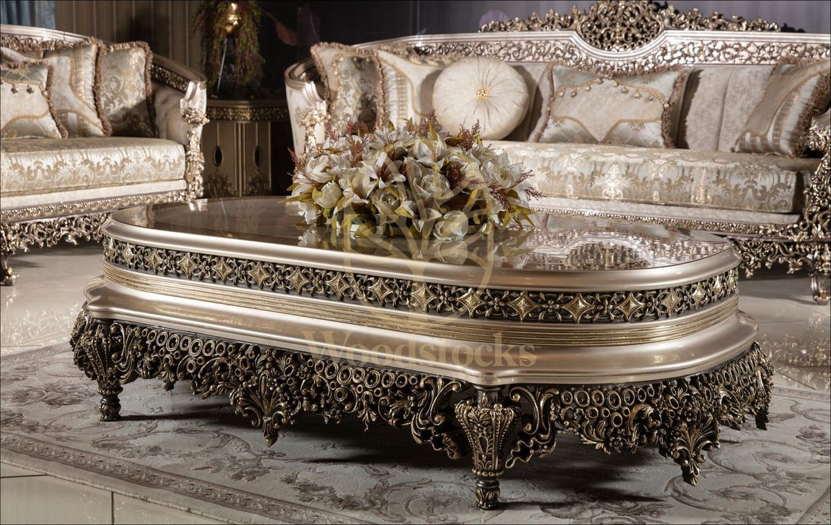 Teak Elegance Champagne Oval Center Table, view 2