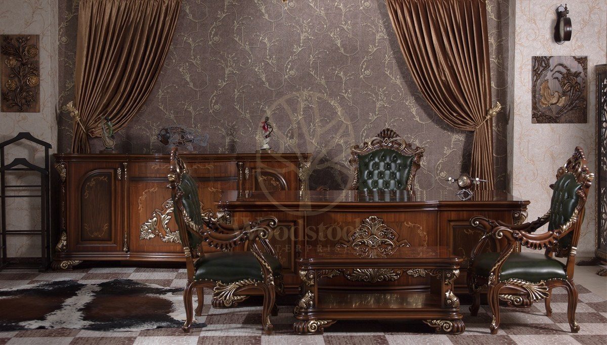 Royal Kraliyet Hand Carved Teak Office Table, Saharanpur, Office & Study Table