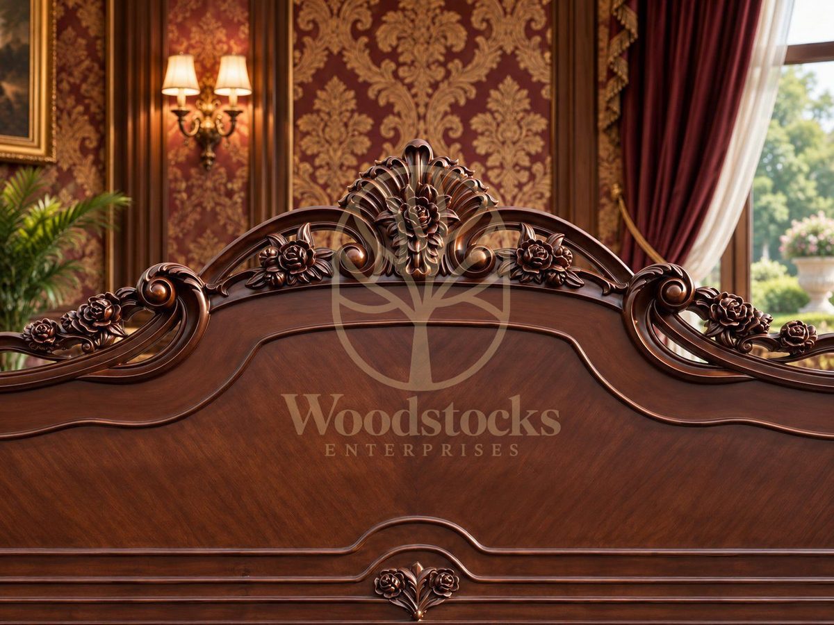 Maharaja Luxury Hand-Carved Teak King Bed IV, view 5