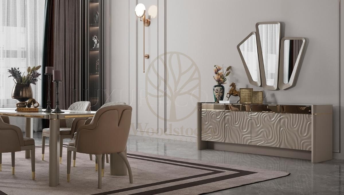 Luxury Talia Handcrafted Teak Dining Table Set, Saharanpur, view 2