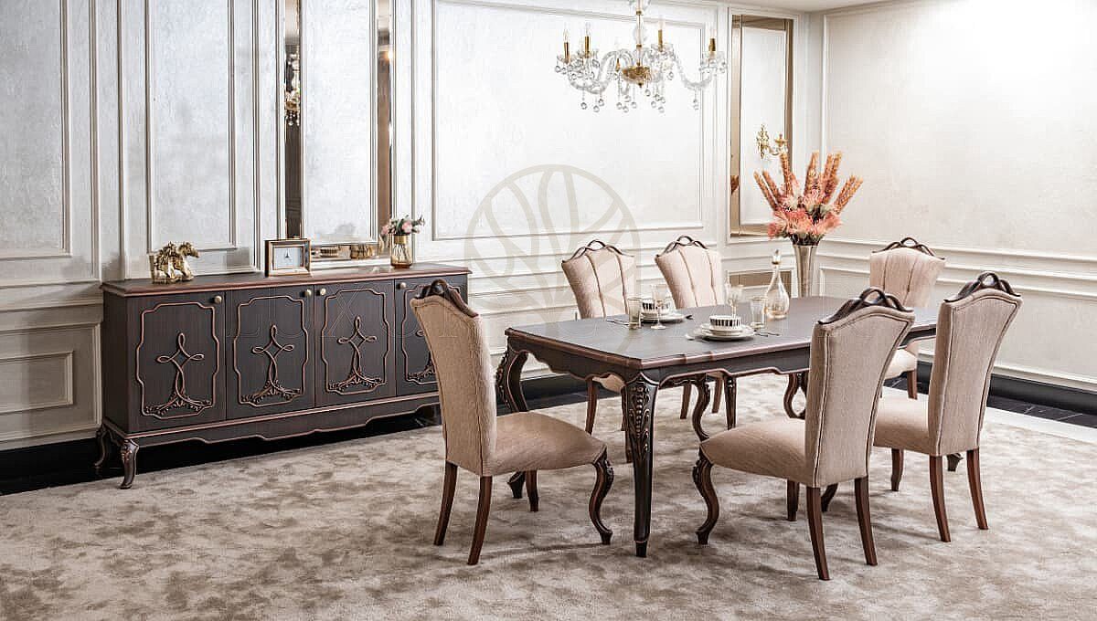 Royal Alcamira Hand Carved Teak Dining Table Set, Saharanpur, view 2
