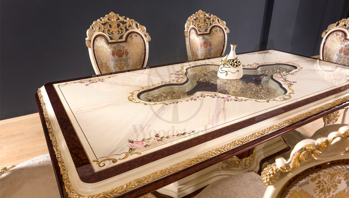 Royal Topkapi Hand Carved Teak Dining Table Set, Saharanpur, view 2
