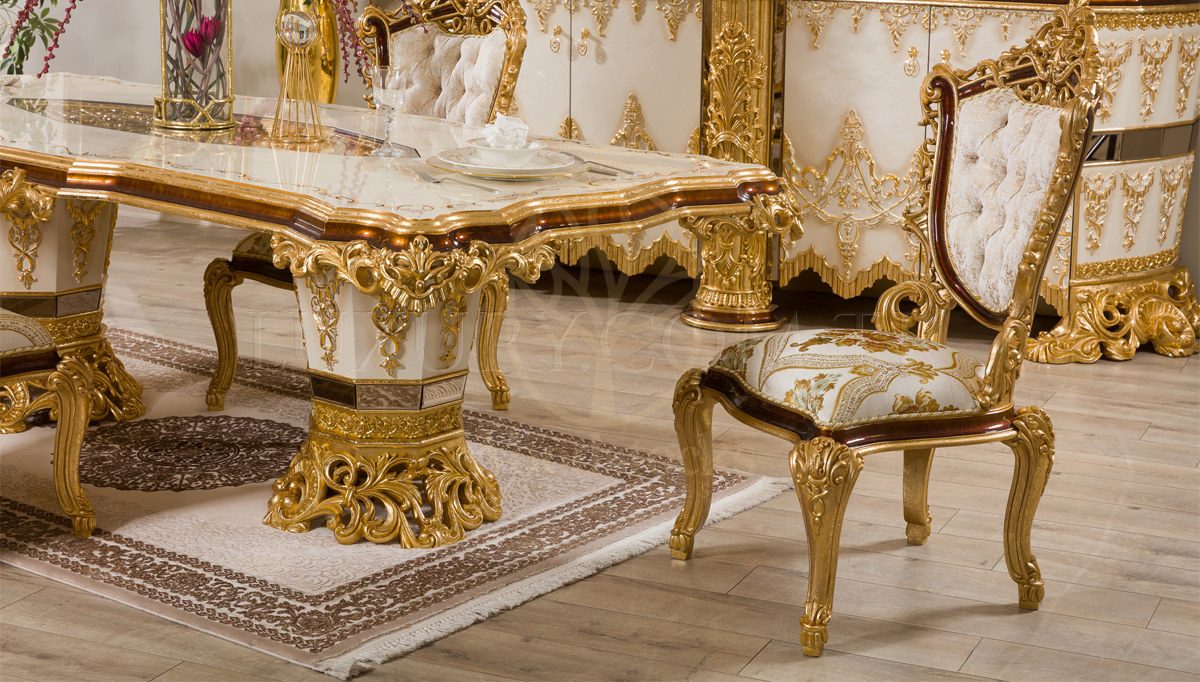 Royal Hurrem Hand Carved Teak Dining Table Set III, Saharanpur, view 4