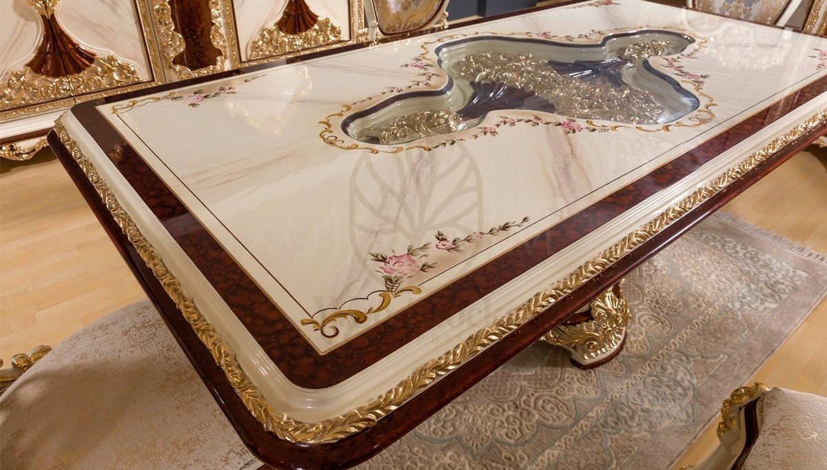 Royal Topkapi Hand Carved Teak Dining Table Set, Saharanpur, view 4