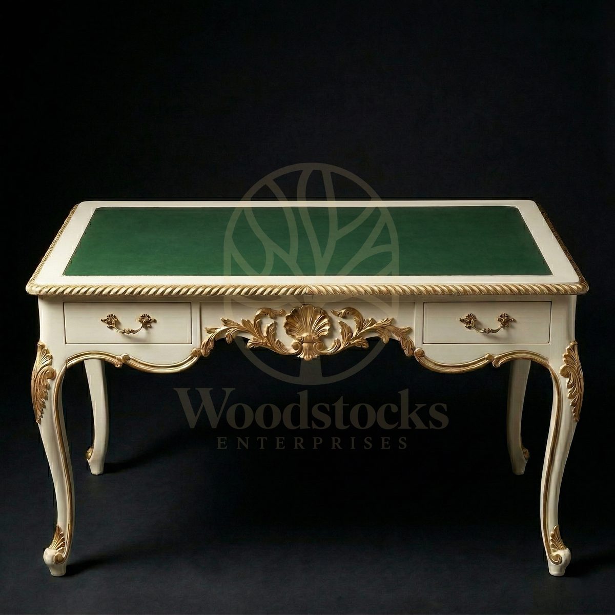 Royal Hand Carved Teak Château de Chantilly Louis XV Writing Bureau Set, Saharanpur, view 2