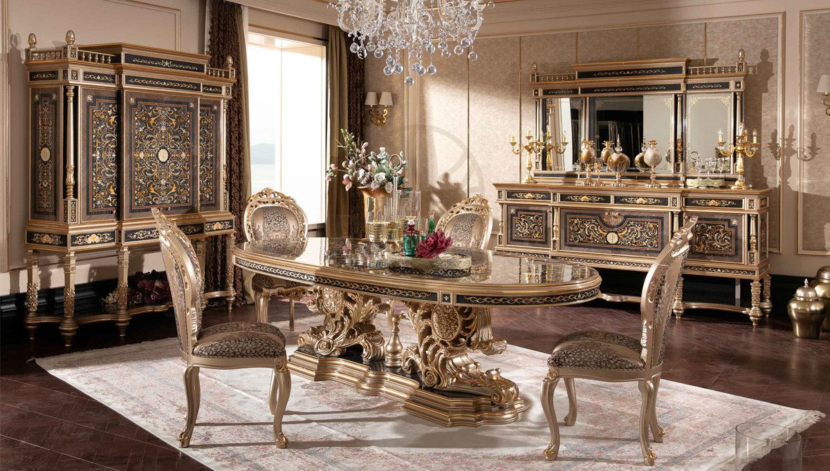 Royal Balamir Marquetry Hand Carved Teak Dining Table Set, Saharanpur, Dining Table