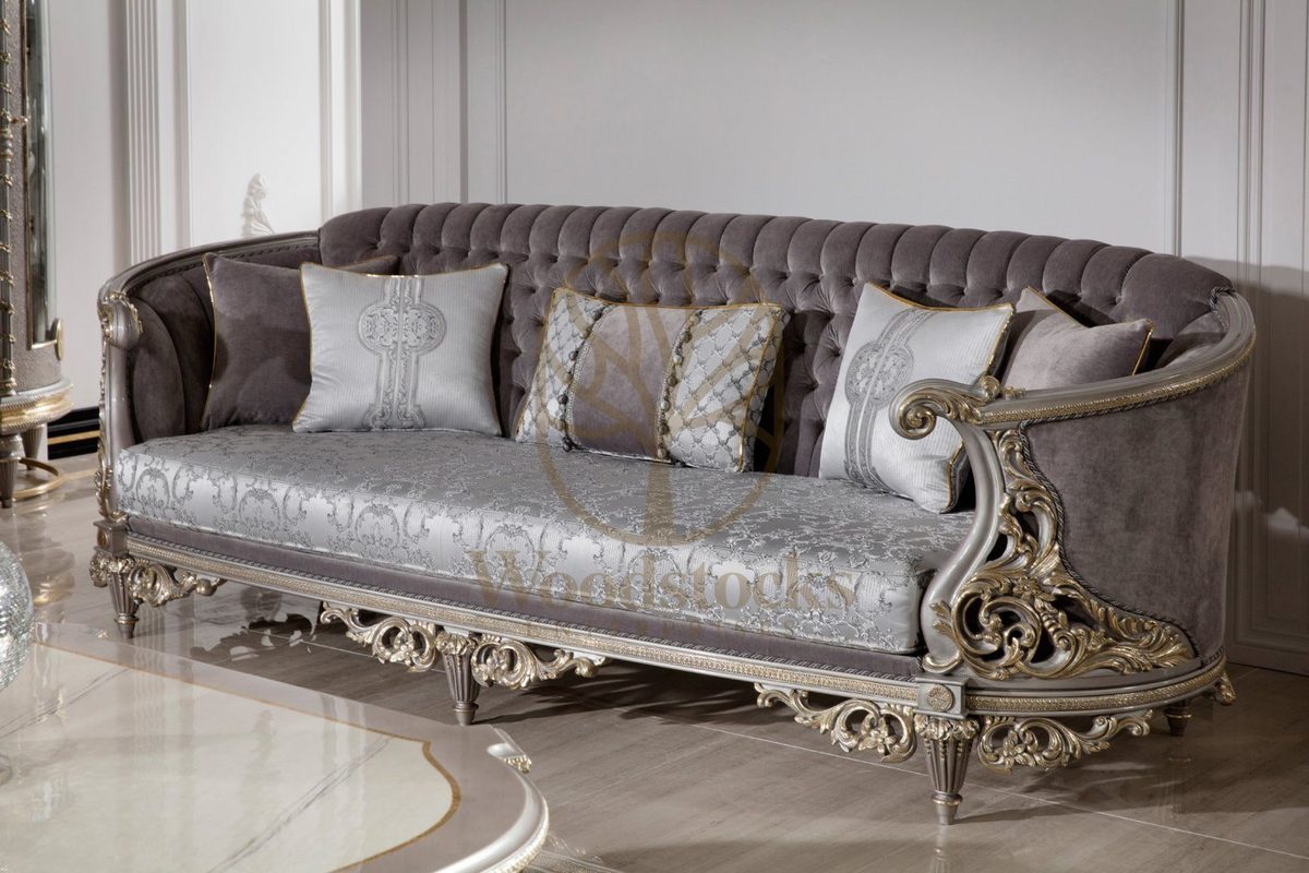 Teak Nora Silver Grey Carved Sofa Set, view 6