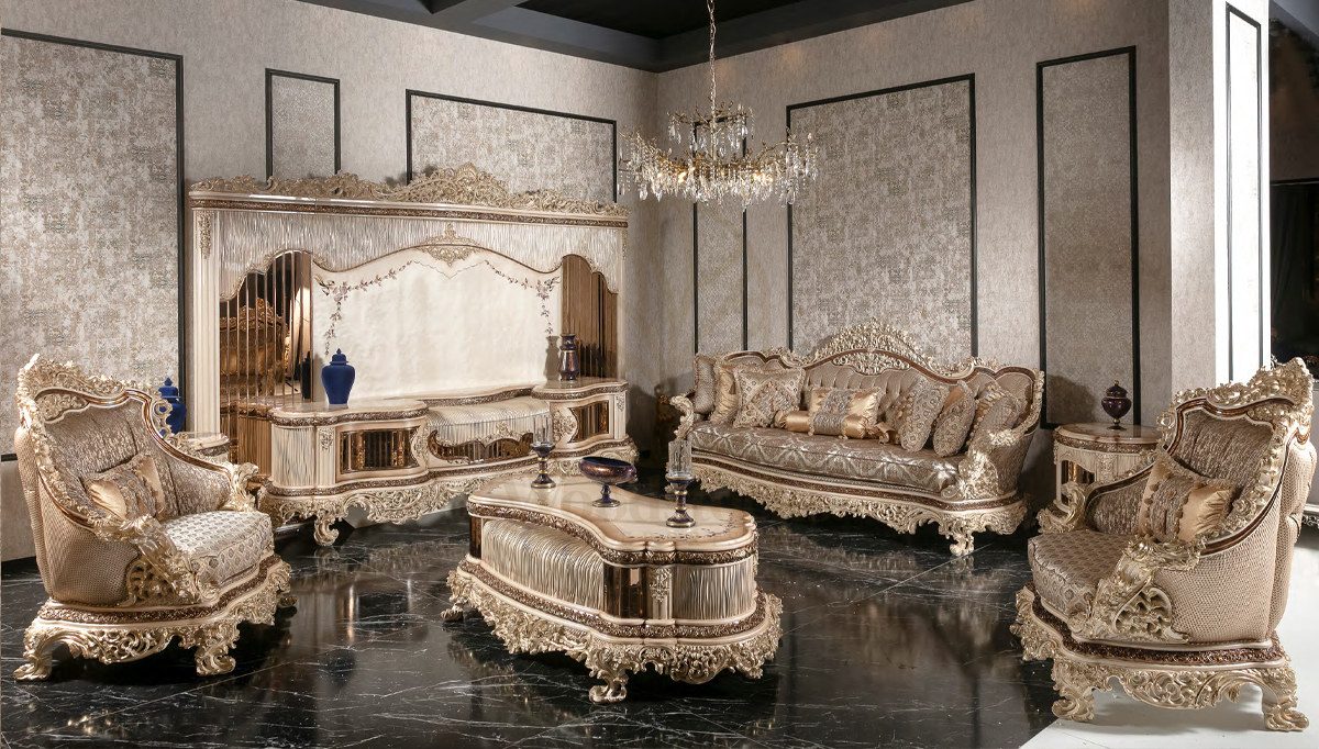 Royal Levante Hand Carved Teak Sofa Set, Saharanpur, Sofa Set