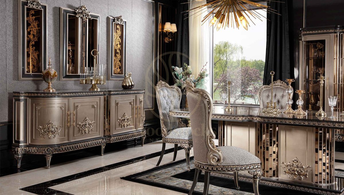 Royal Dominika Hand Carved Teak Dining Table Set, Saharanpur, view 2