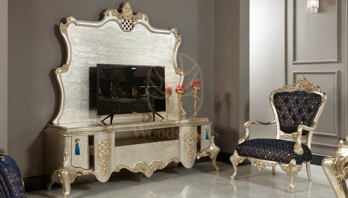 Royal Beyzade Hand Carved Teak TV Cabinet, Saharanpur, TV Cabinet