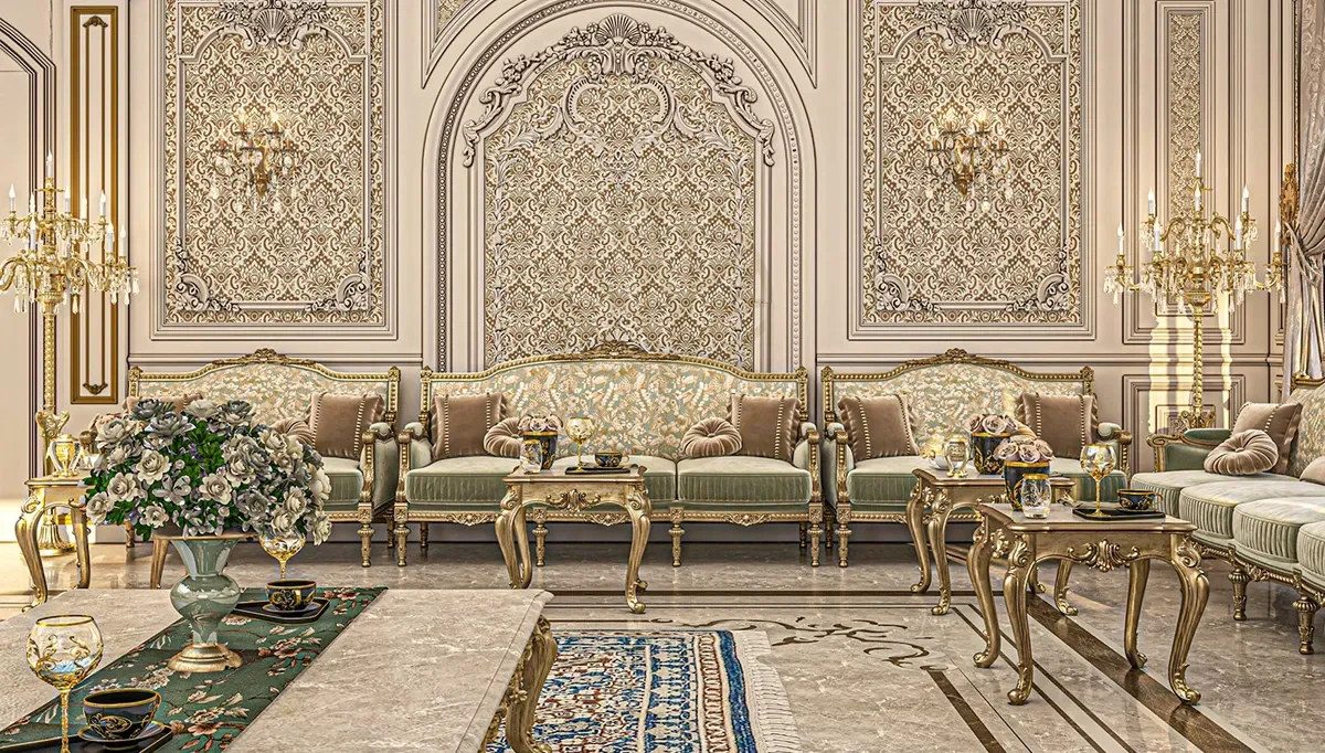 Royal Moroccan Majlis Hand Carved Teak Sofa Set, Saharanpur, view 3