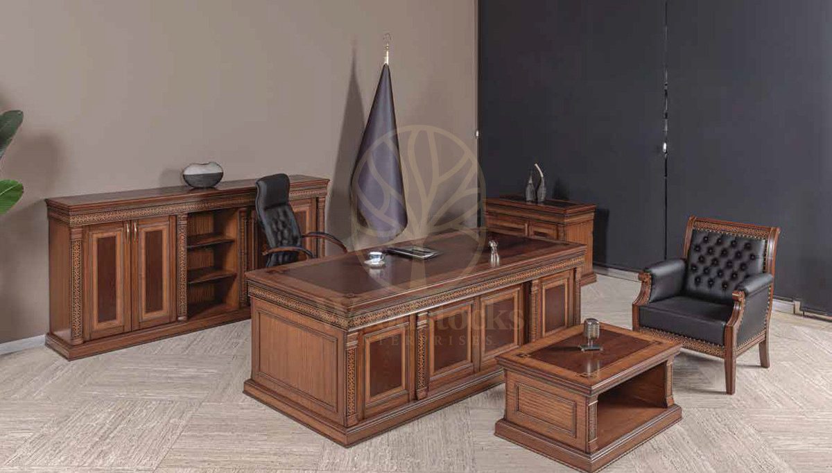 Royal Sahika Hand Carved Teak Office Table, Saharanpur, view 4