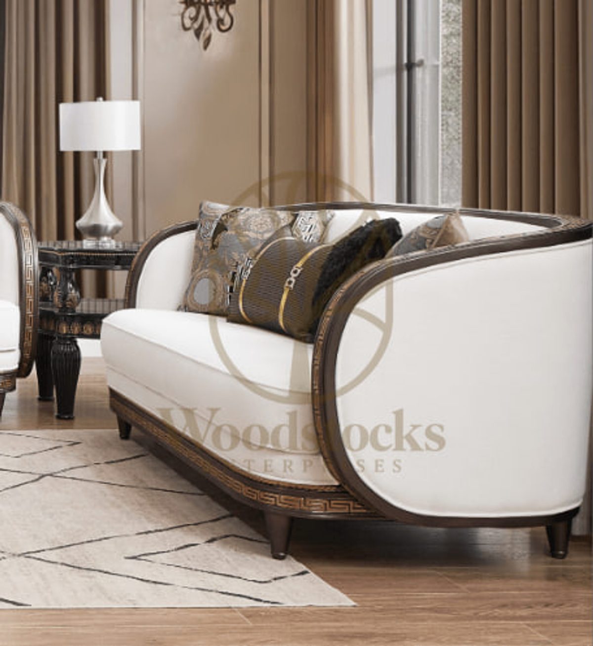 Teak Contemporary White Sleek & Compact Sofa Set, view 3
