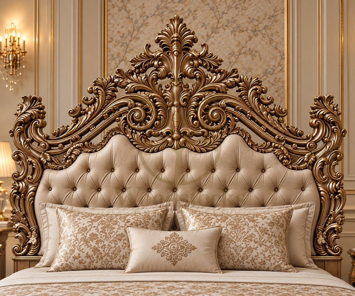 Maharaja Luxury Hand-Carved Teak King Bed III, view 3